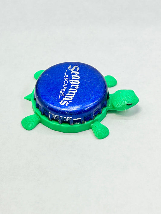 Seagrams Escapes - Bottle Cap Magnet Turtle Shell Shocked Art