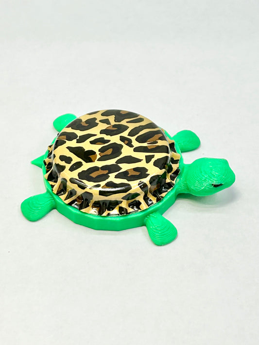Cheetah Print - Bottle Cap Magnet Turtle