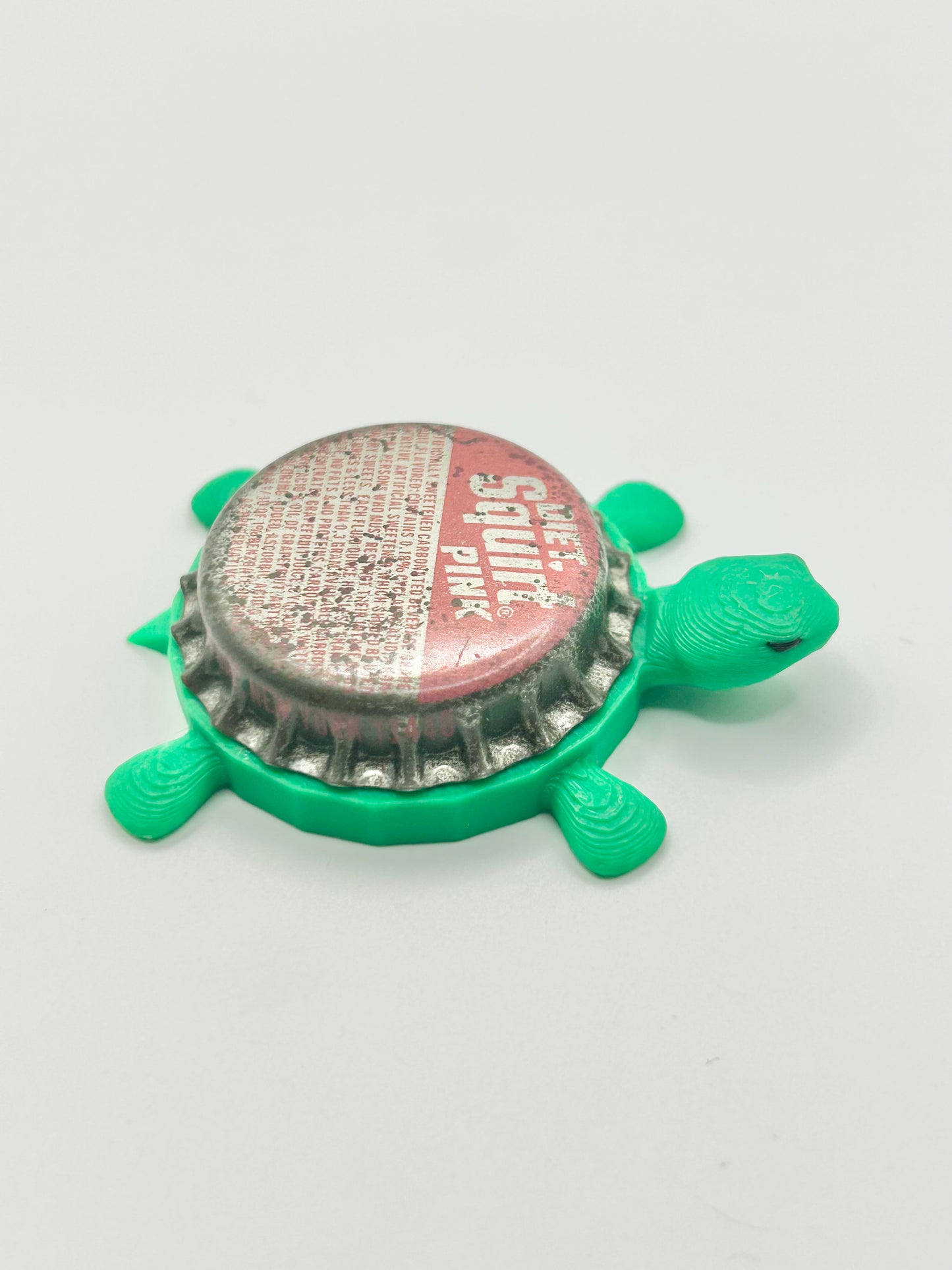 Diet Squirt Pink Soda - Bottle Cap Magnet Turtle