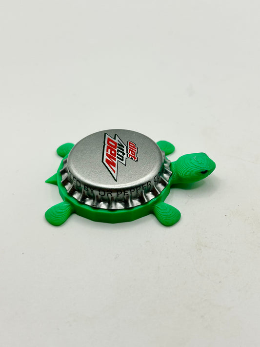 Diet Mountain Dew (Silver) Bottle-Cap Magnet Turtle | Shell Shocked Art Shell Shocked Art