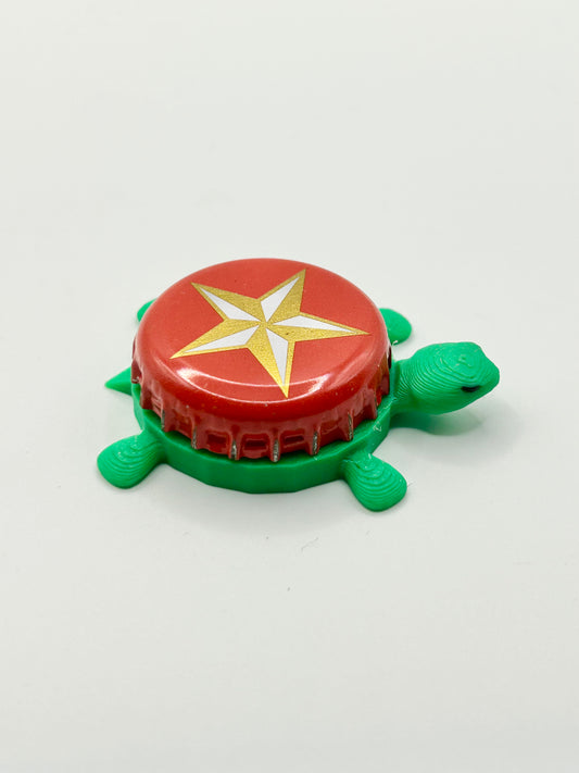 Lone Star Beer (Red) - Bottle Cap Magnet Turtle