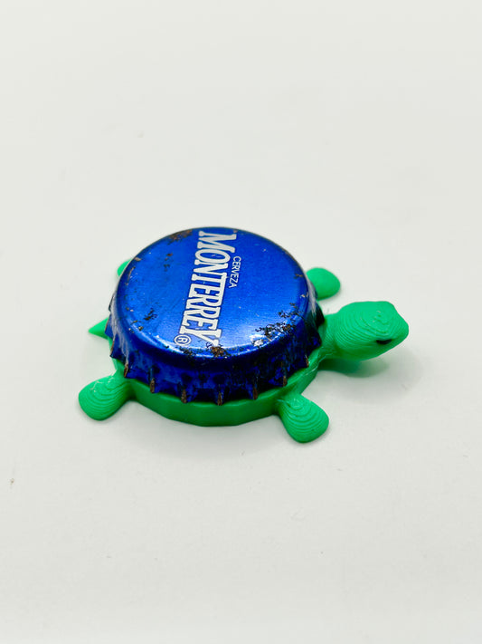 Monterrey Cerveza (Blue) - Bottle Cap Magnet Turtle