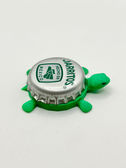 Jarritos (Green and Silver) - Bottle Cap Magnet Turtle