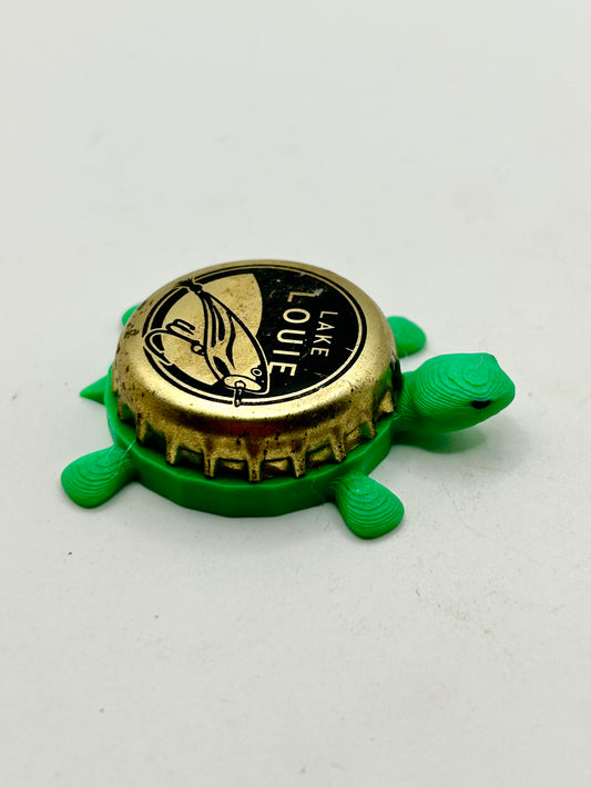 Lake Louie Brewing - Bottle Cap Magnet Turtle Shell Shocked Art
