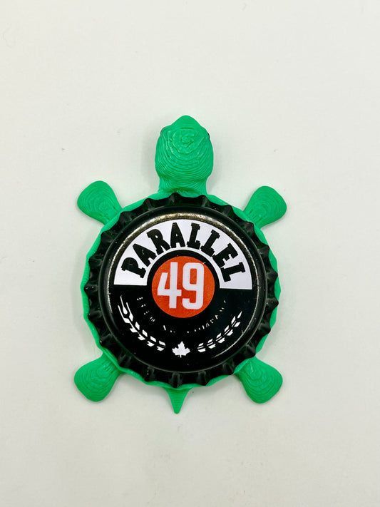 Parallel 49 Brewing (Black) - Bottle Cap Magnet Turtle