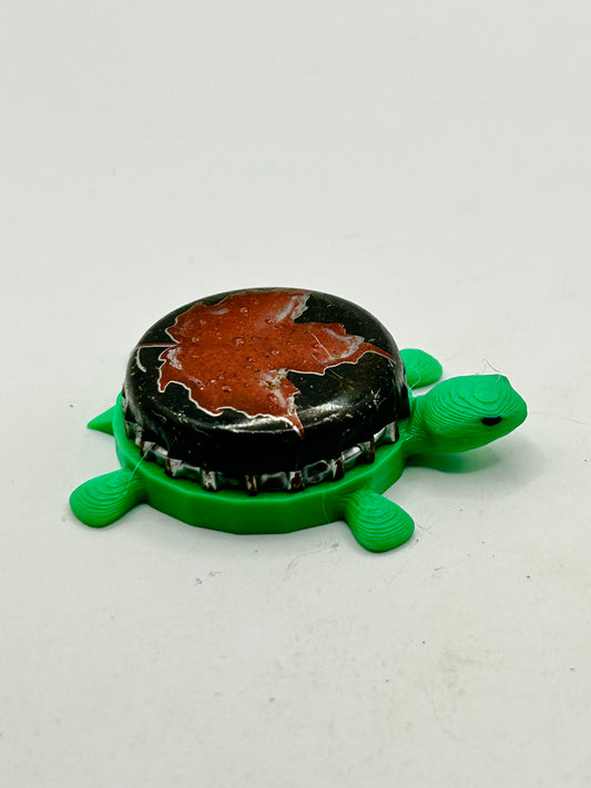 Molson (Red Leaf, Black) - Bottle Cap Magnet Turtle Shell Shocked Art