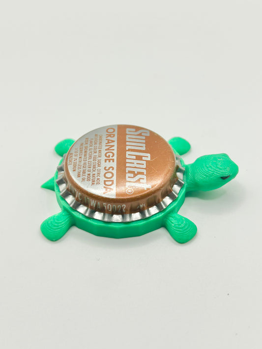 Sun Crest Orange Soda (Vintage) - Bottle Cap Magnet Turtle