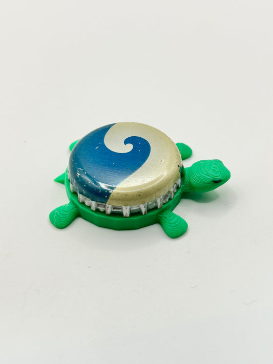 Beach Haus (Blue & White) - Bottle Cap Magnet Turtle