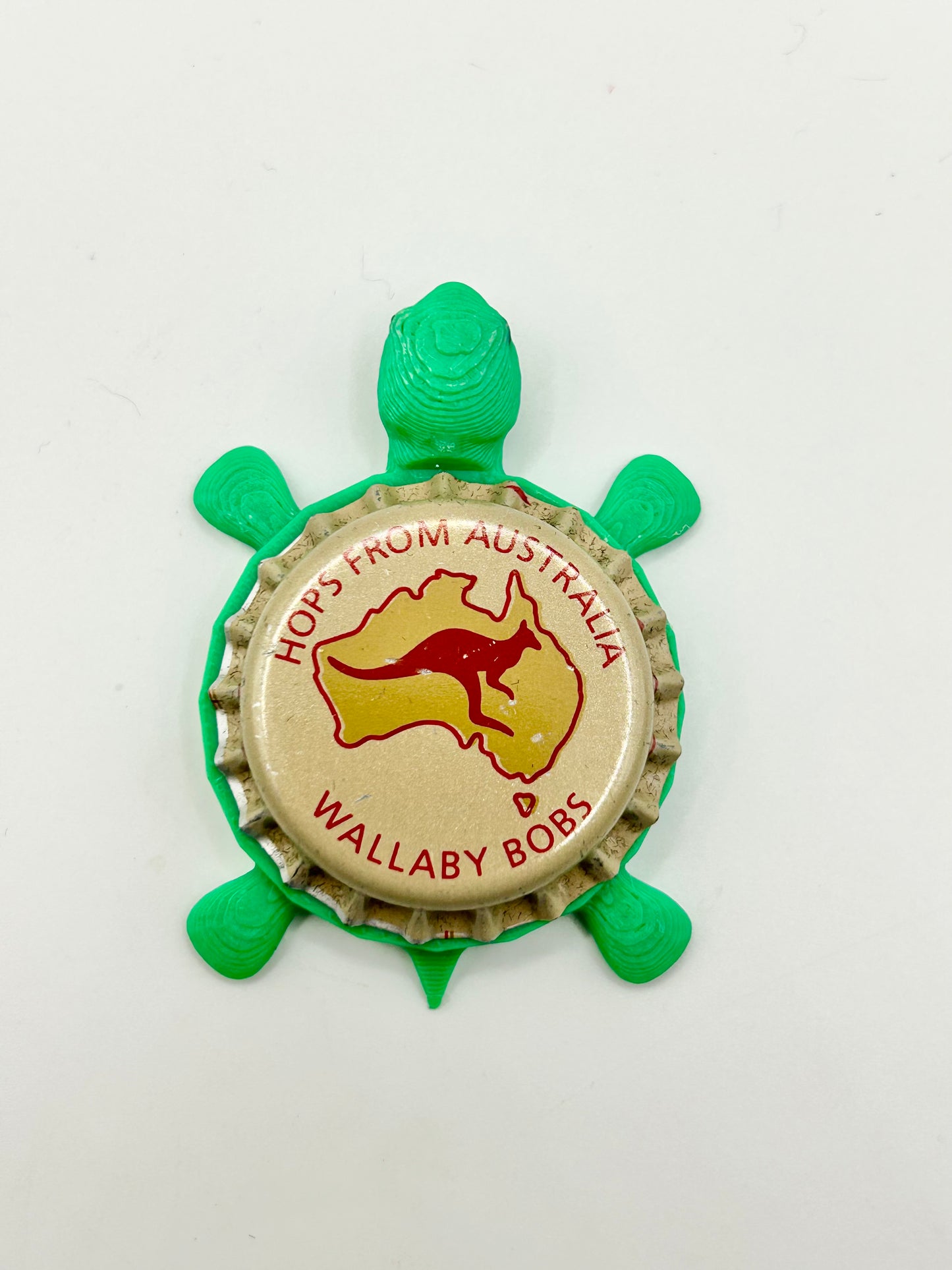 Wallaby Bobs, Hops from Australia - Bottle Cap Magnet Turtle