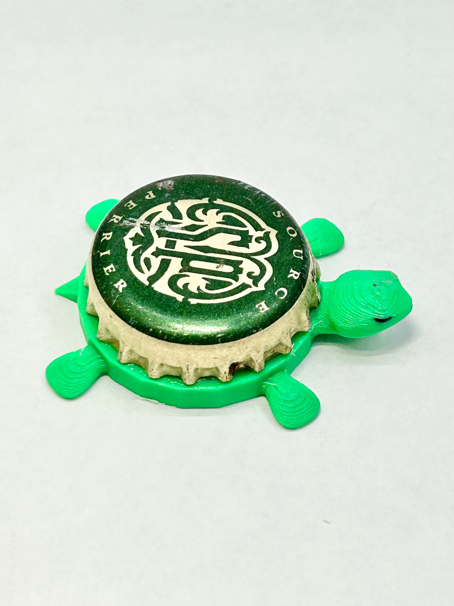 Source Perrier Water - Bottle Cap Magnet Turtle