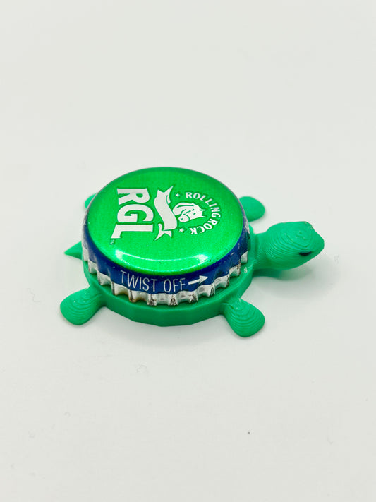 Rolling Rock RGL (Rock Green Light) - Bottle Cap Magnet Turtle
