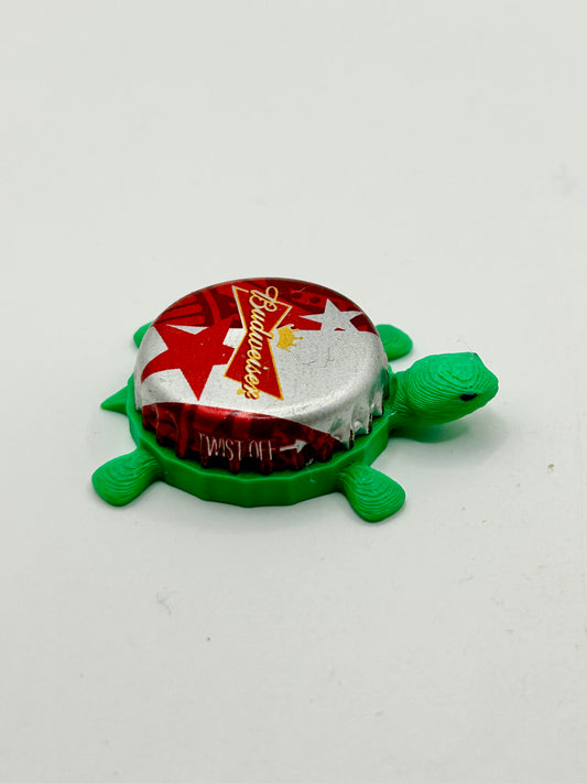 Budweiser Patriotic (Red and White Star) - Bottle Cap Magnet Turtle Shell Shocked Art