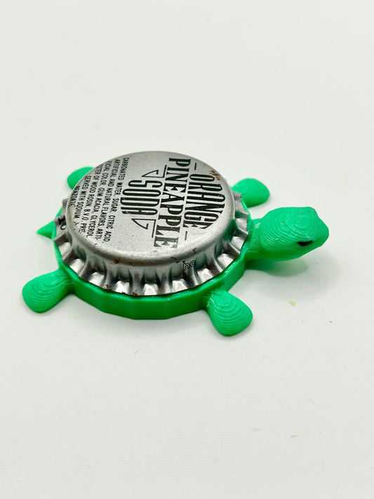 Orange Pineapple Soda - Bottle Cap Magnet Turtle