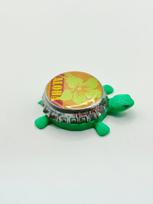 Aloha Hibiscus Flower (Hawaii) - Bottle Cap Magnet Turtle