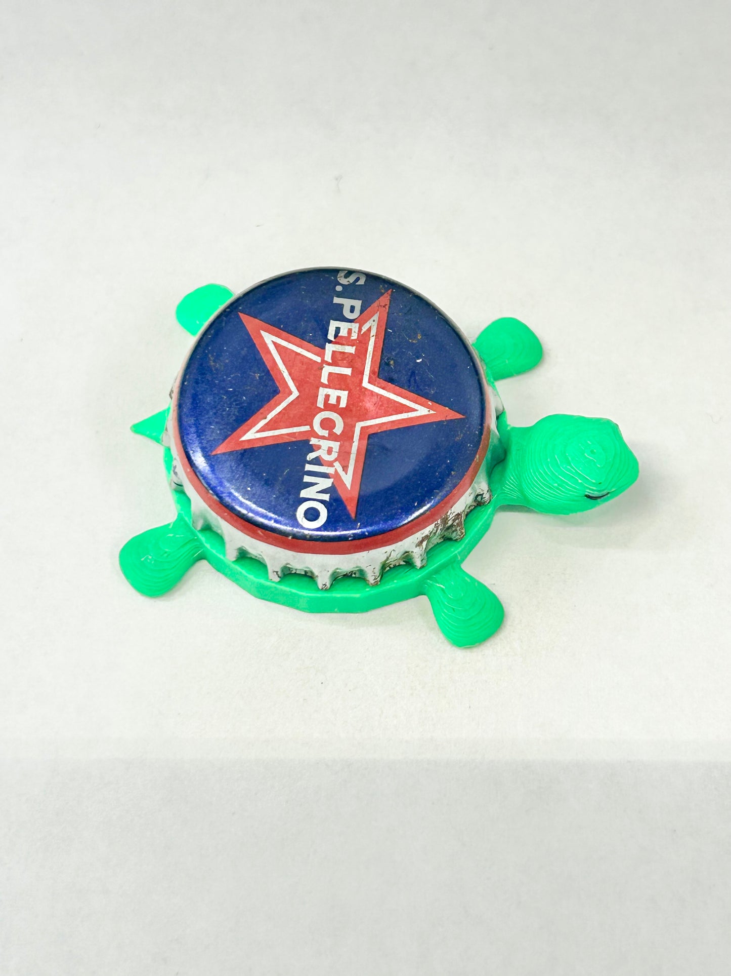San Pellegrino (Blue) - Bottle Cap Magnet Turtle