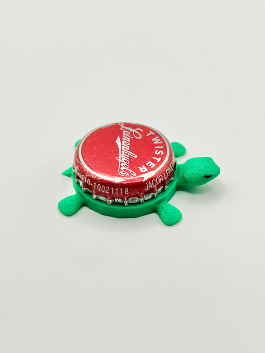 Leinenkugel's (Cursive Text Red) - Bottle Cap Magnet Turtle
