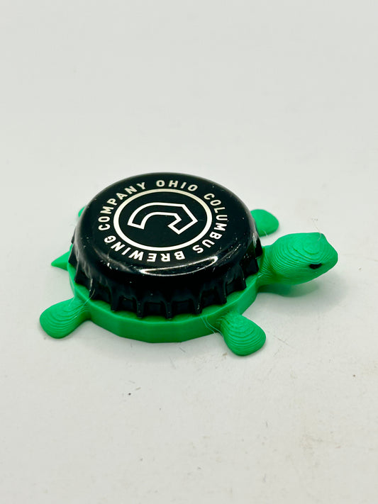 Ohio Columbus Brewing - Bottle Cap Magnet Turtle Shell Shocked Art