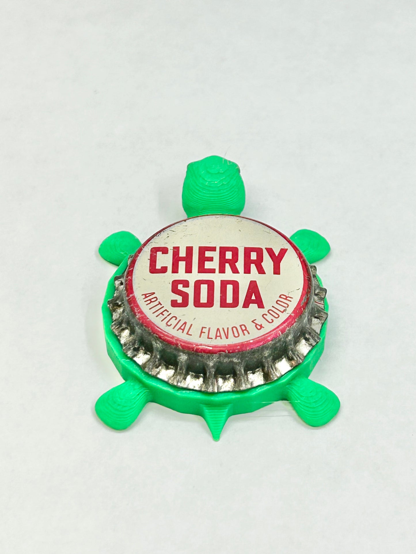 Cherry Soda (Vintage) - Bottle Cap Magnet Turtle
