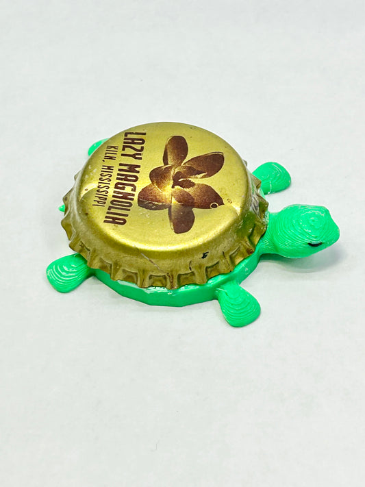 Lazy Magnolia Beer - Bottle Cap Magnet Turtle