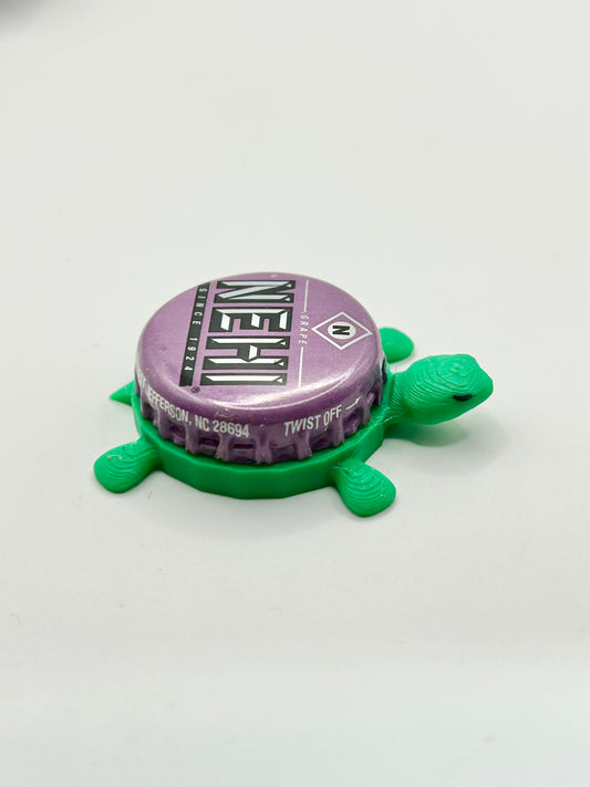 Nehi Grape Soda - Bottle Cap Magnet Turtle