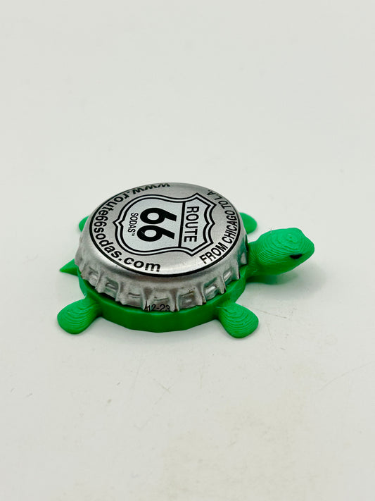 Route 66 Sodas (All Silver) - Bottle Cap Magnet Turtle Shell Shocked Art