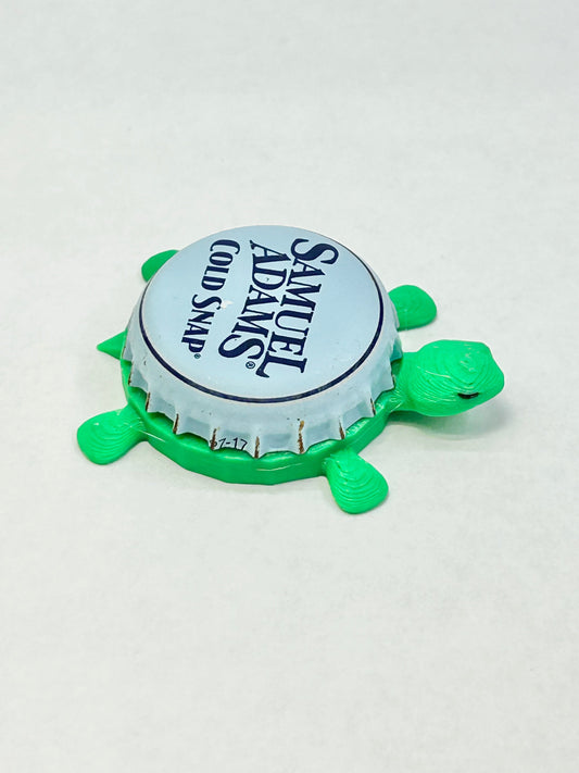 Sam Adams Cold Snap - Bottle Cap Magnet Turtle Shell Shocked Art