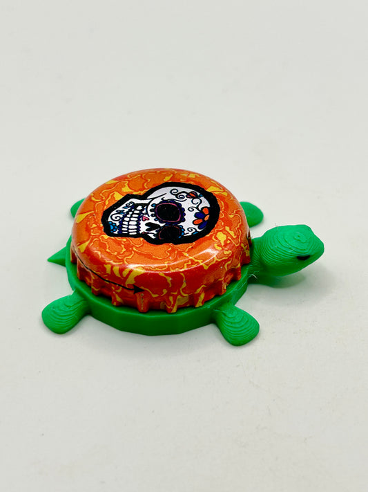 Day of the Dead, Sugar Skull - Mexicana Beer - Bottle Cap Magnet Turtle