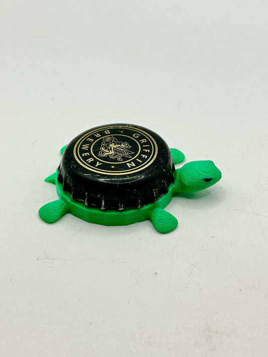 Griffin Brewery - Bottle Cap Magnet Turtle Shell Shocked Art