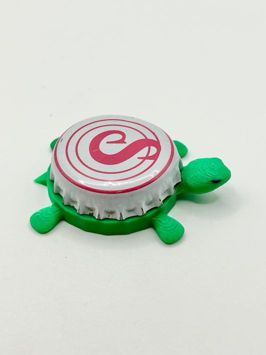 Saugatuck Brewing (Pink and White) - Bottle Cap Magnet Turtle
