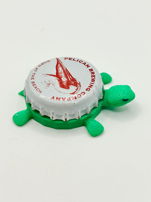 Pelican Brewing (Red) - Bottle Cap Magnet Turtle