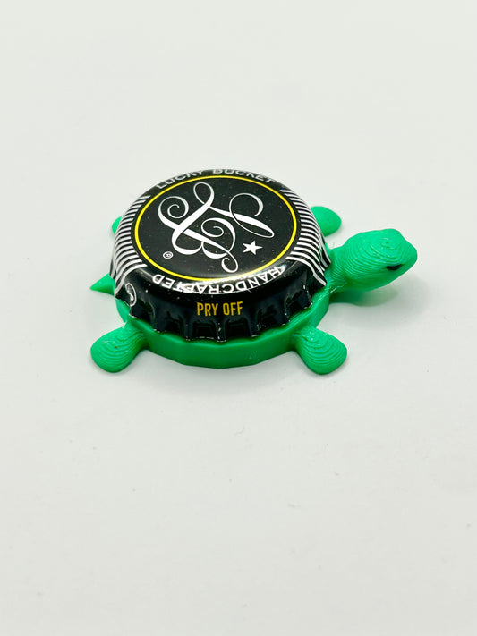 Lucky Bucket Brewing (Black) - Bottle Cap Magnet Turtle