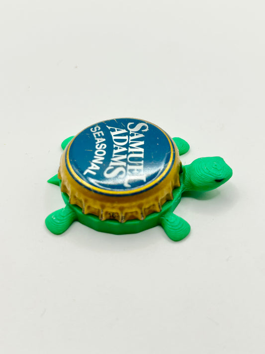 Sam Adams Seasonal (Gold Trim) - Bottle Cap Magnet Turtle