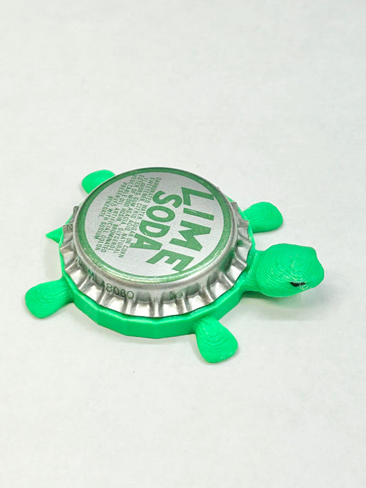 Lime Soda (Vintage) - Bottle Cap Magnet Turtle