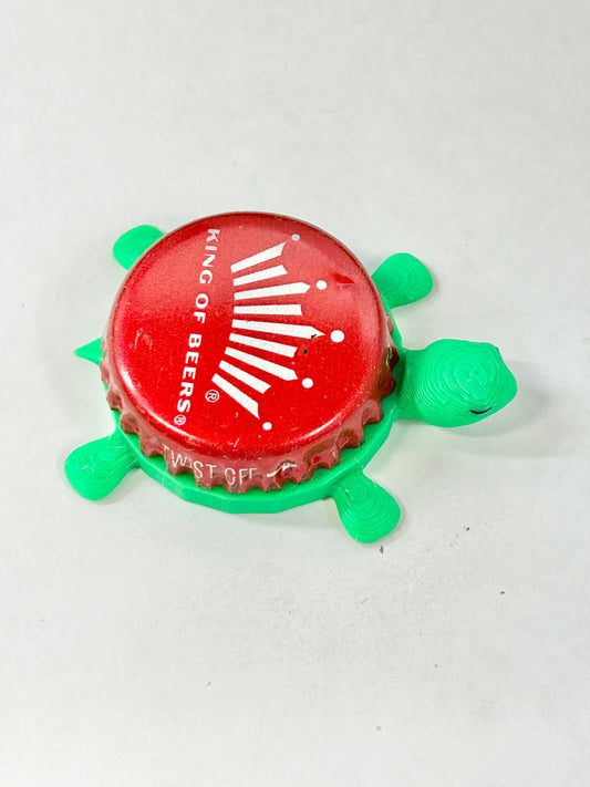 Budweiser King of Beers, Large Crown (Red) - Bottle Cap Magnet Turtle