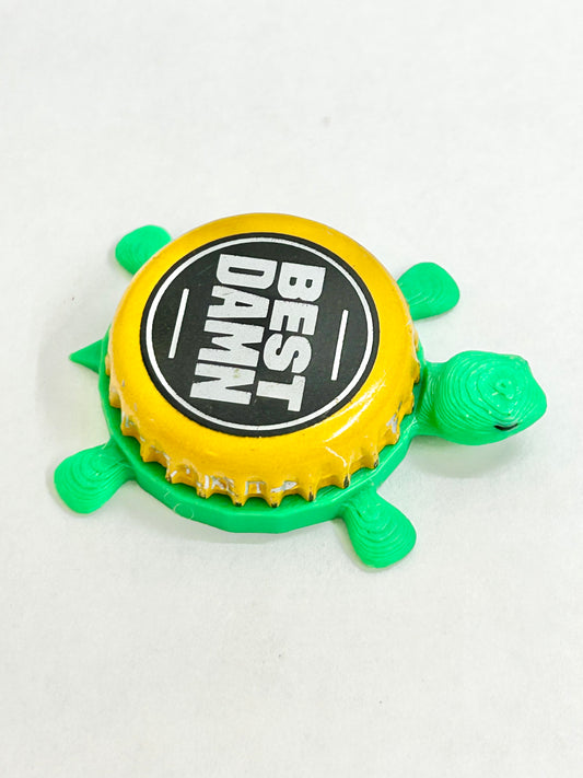 Best Damn Brewing (Yellow) - Bottle Cap Magnet Turtle