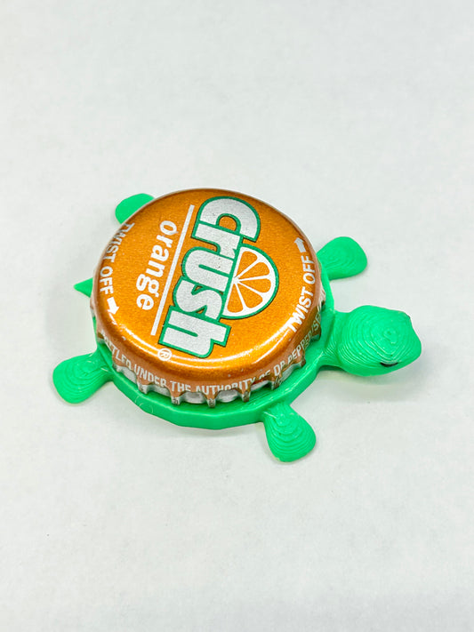 Orange Crush Soda - Bottle Cap Magnet Turtle