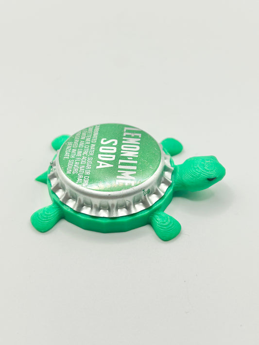 Lemon Lime Soda (Vintage Green) - Bottle Cap Magnet Turtle