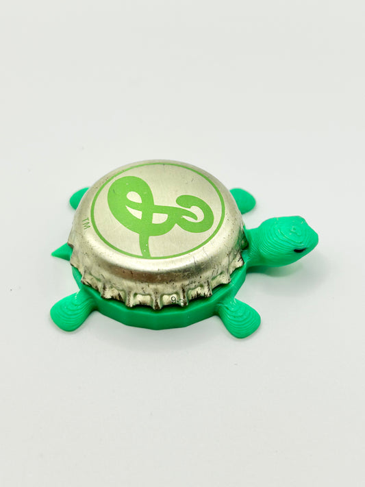 Brooklyn Beer (Green B) - Bottle Cap Magnet Turtle