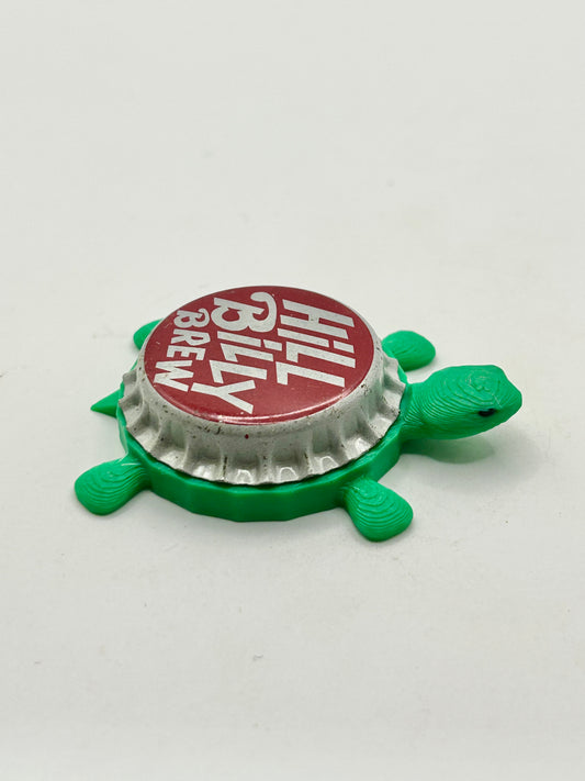Hill Billy Brew - Bottle Cap Magnet Turtle Shell Shocked Art