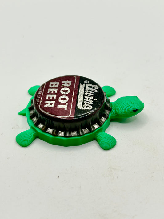 Elwino Root Beer Soda - Bottle Cap Magnet Turtle Shell Shocked Art