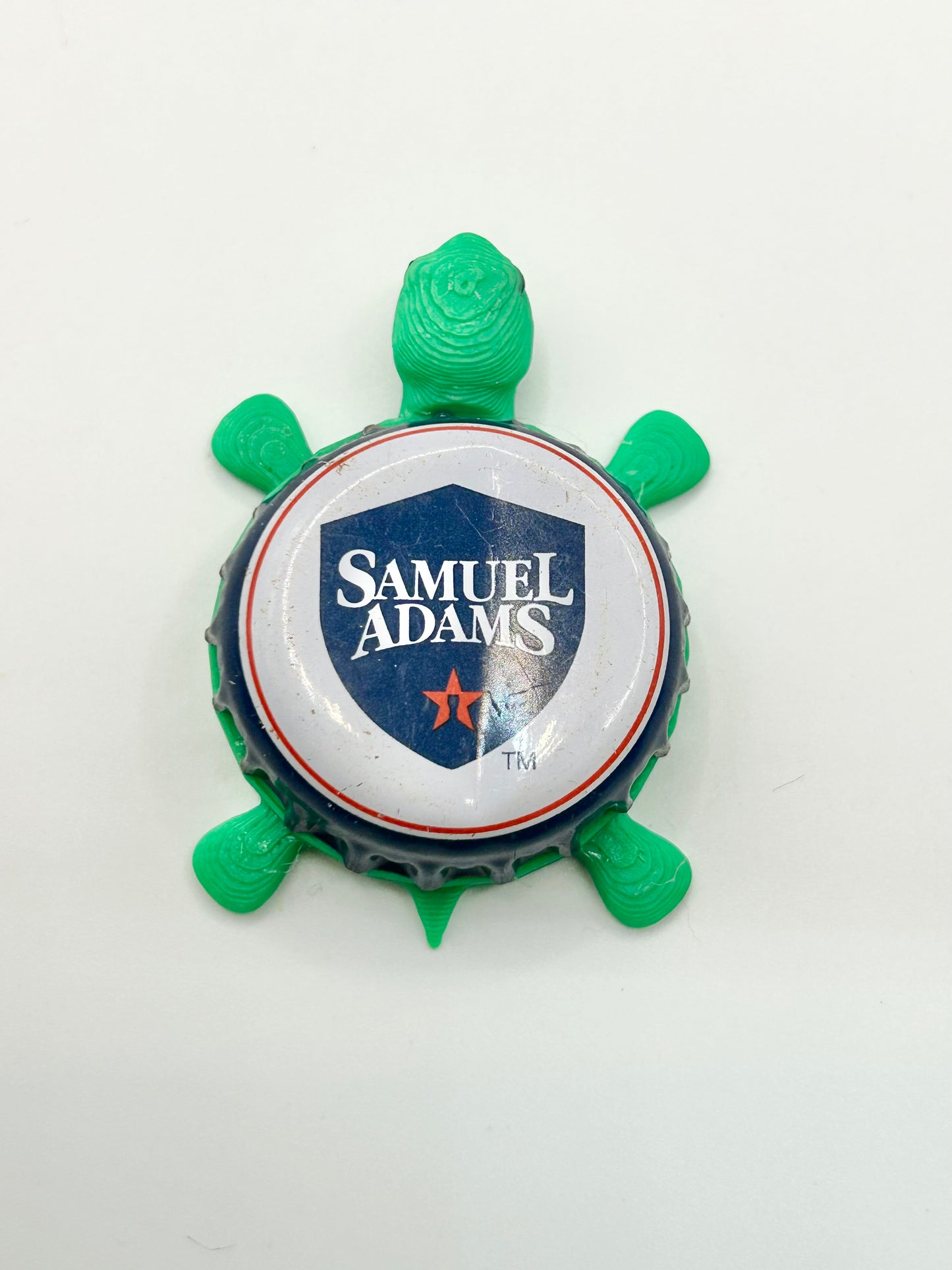 Sam Adams (Blue and White) - Bottle Cap Magnet Turtle