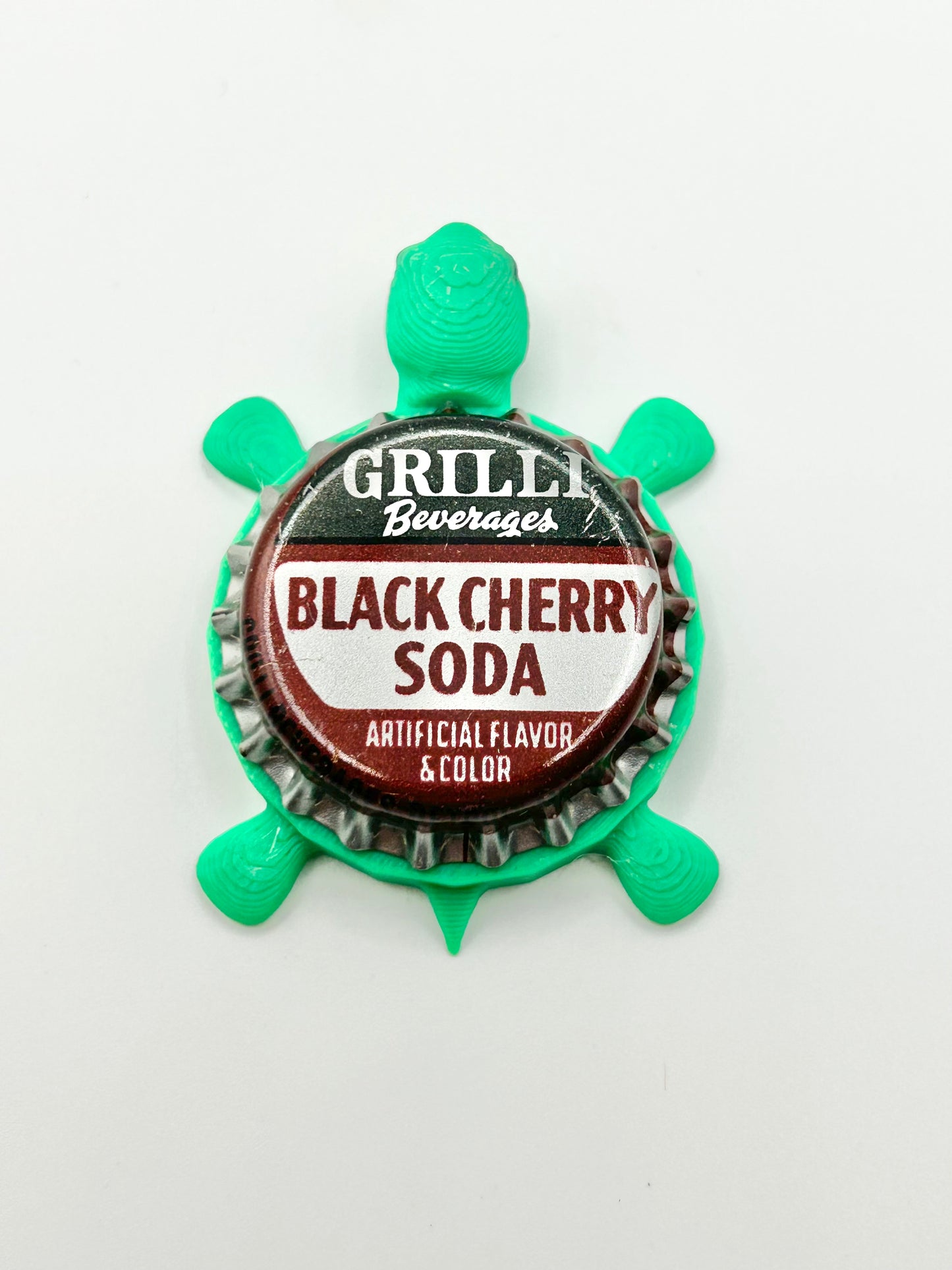 Grilli Black Cherry Soda - Bottle Cap Magnet Turtle