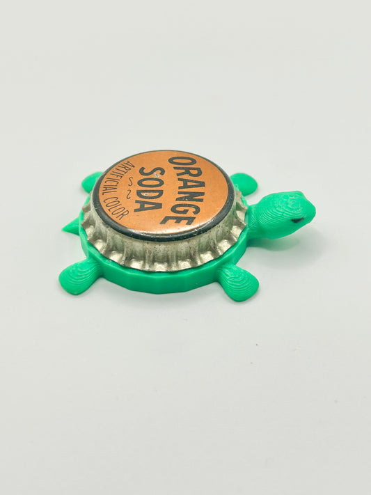 Orange Soda - Bottle Cap Magnet Turtle