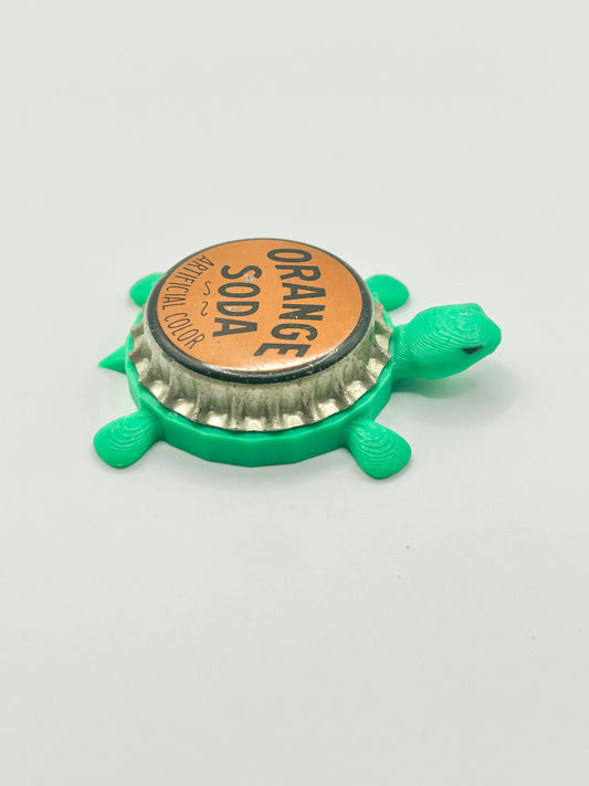 Orange Soda - Bottle Cap Magnet Turtle Shell Shocked Art