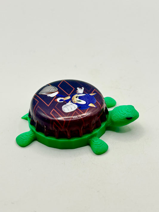 Sonic Running - Bottle Cap Magnet Turtle Shell Shocked Art