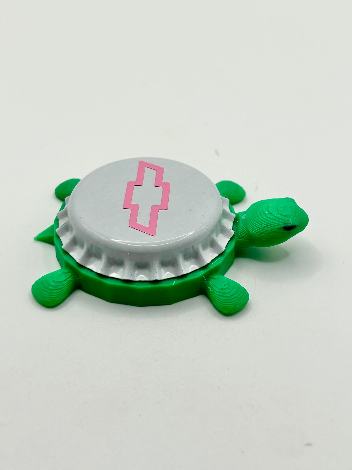 Chevy (Pink) - Bottle Cap Magnet Turtle