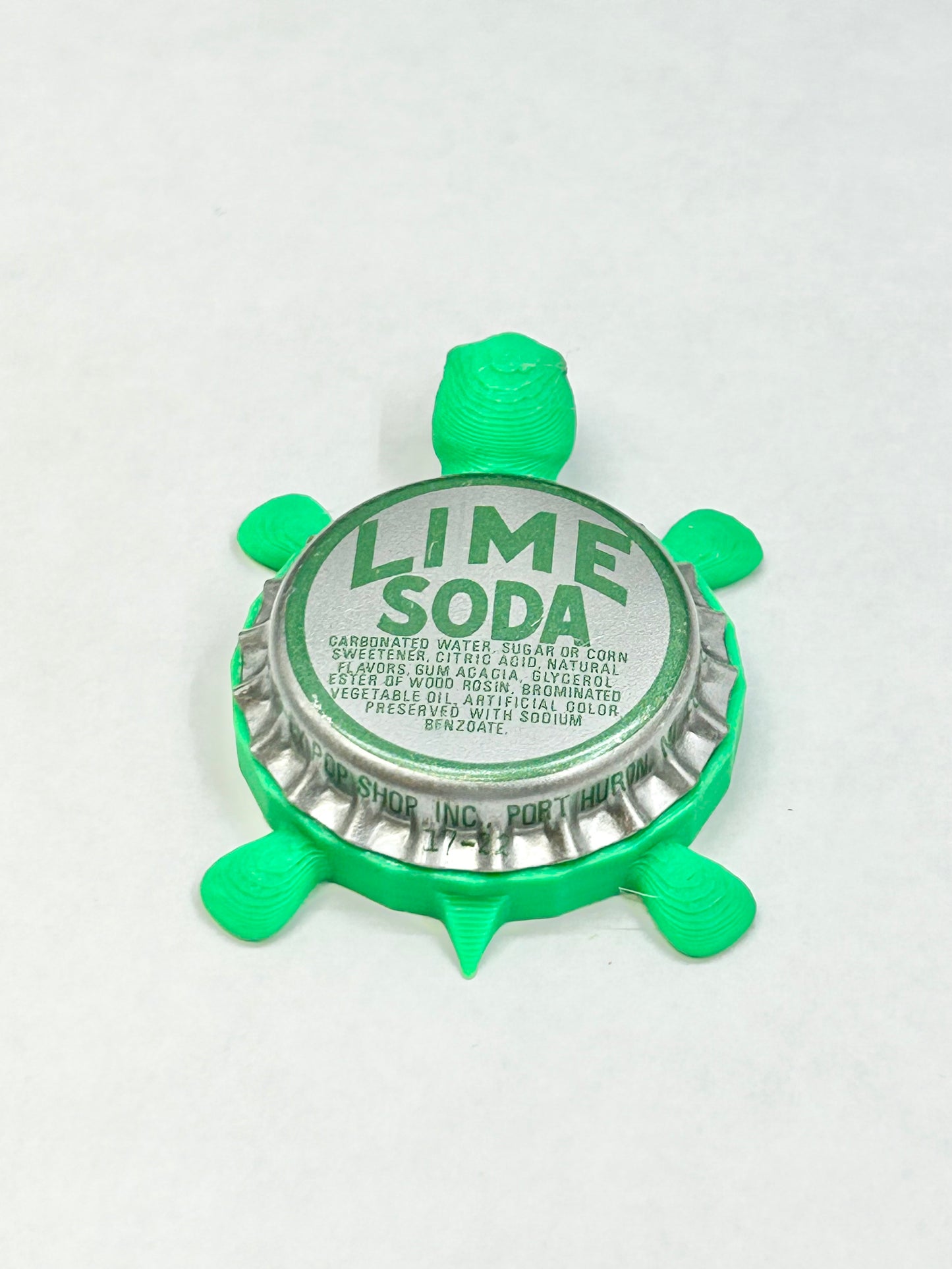 Lime Soda (Vintage) - Bottle Cap Magnet Turtle