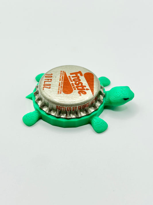 Frostie Root Beer Soda (Vintage Silver) - Bottle Cap Magnet Turtle