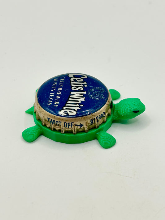 Celis White Beer (Blue) - Bottle Cap Magnet Turtle