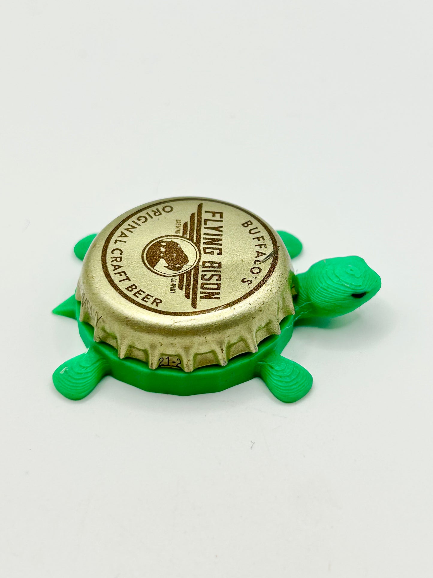 Flying Bison Brewing (Original Craft Beer) - Bottle Cap Magnet Turtle